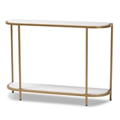 Baxton Studio Dominic Modern and Contemporary Gold Metal Console Table with Faux Marble Tabletop